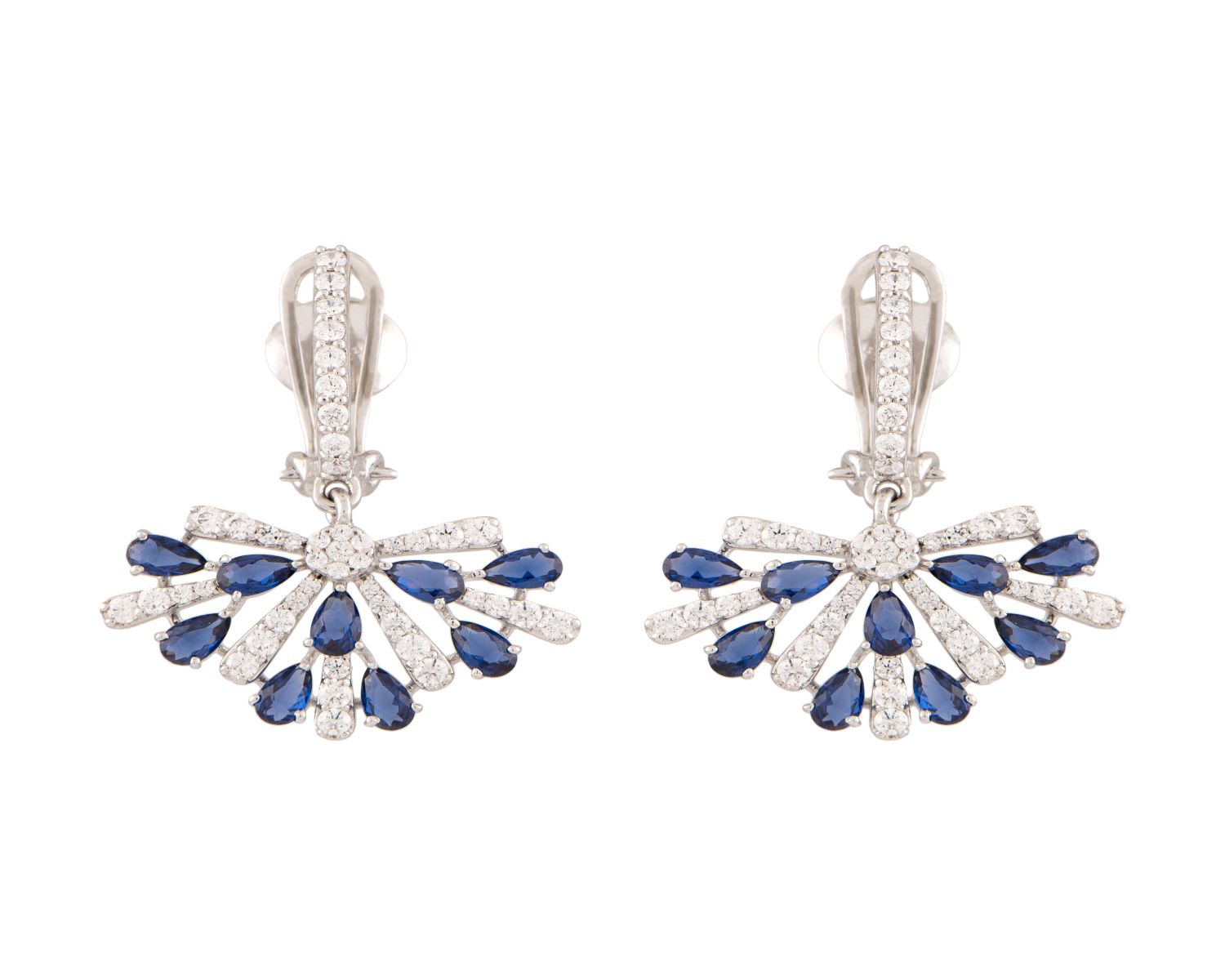 Sapphire Fan Drop Earrings